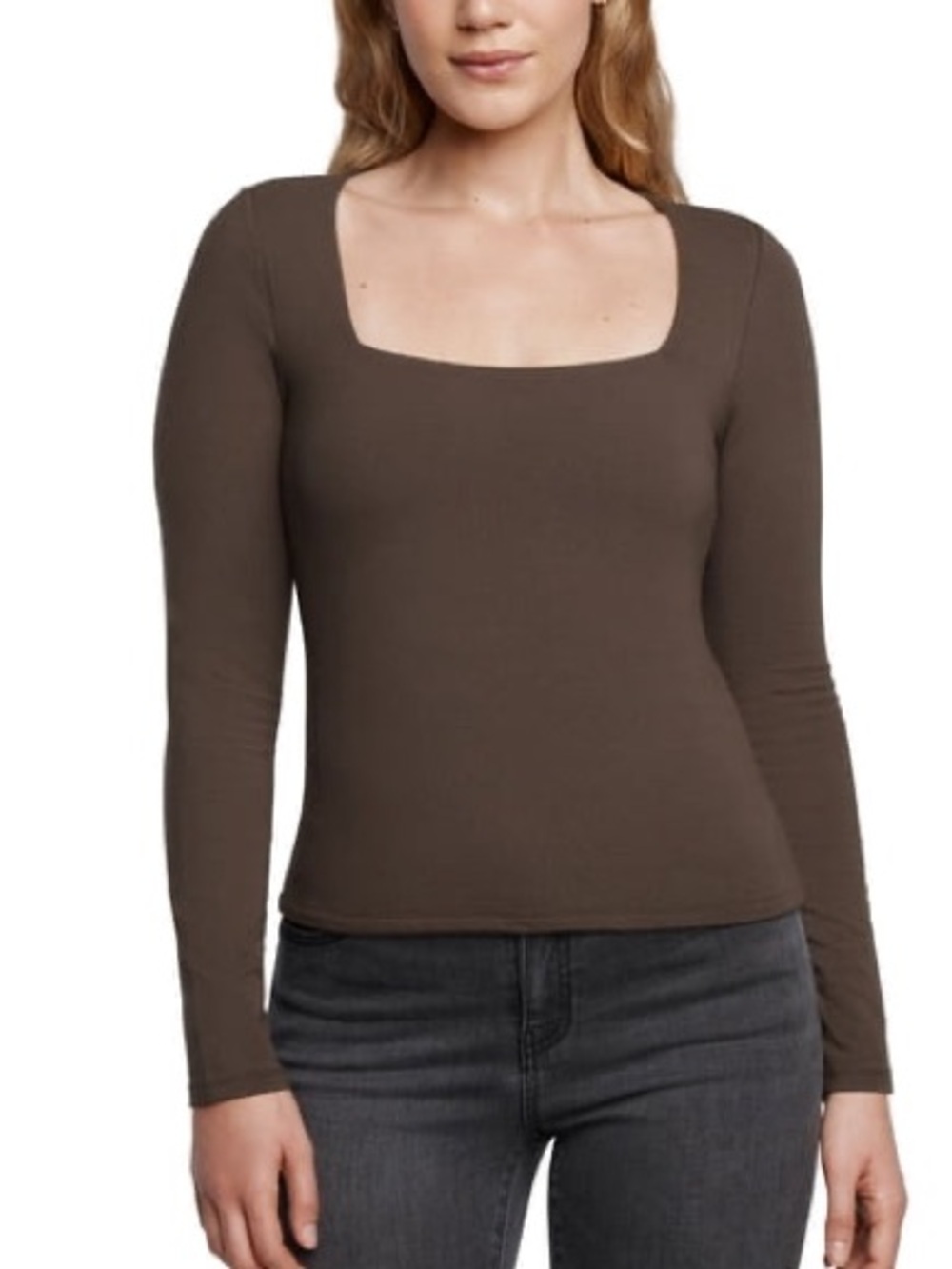 Express Women's Square Neck Top Size S Brown Cotton Modal NWT